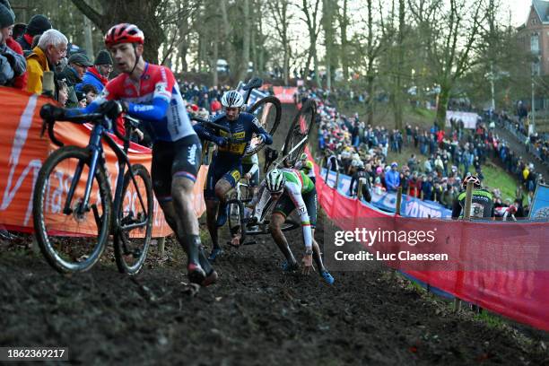 Corne Van Kessel of The Netherlands and Team Deschacht-Hens-Maes and Witse Meeussen of Belgium and Team Crelan-Corendon compete during the 14th UCI...