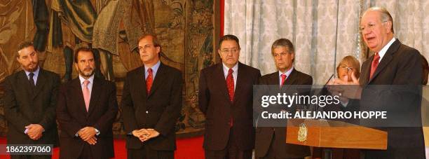 Chilean President Ricardo Lagos speaks during ceremonies in Santiago, Chile 03 March 2003. El presidente de Chile, Ricardo Lagos habla durante la...