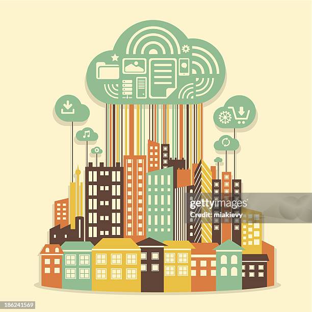 urban network - shared office stock illustrations
