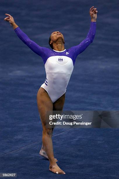 Annia Hatch of the USA competes at the 2003 VISA American Cup USA Gymnastics competition at the Patriot Center on the campus of George Mason...