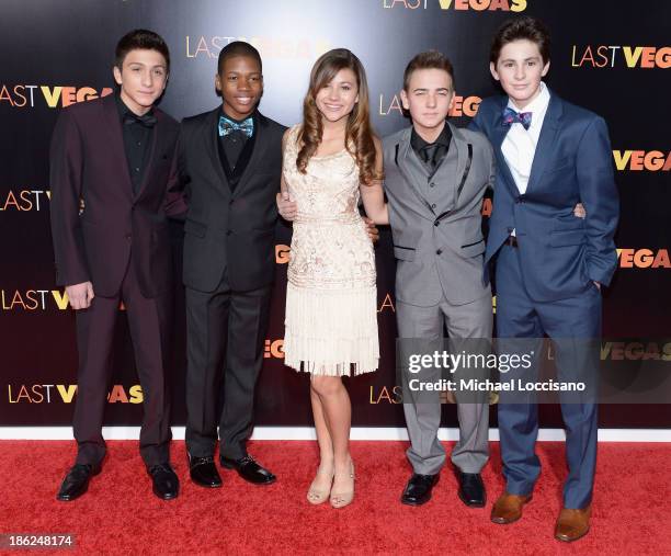 Actors RJ Fattori, Aaron Bantum, Olivia Stuck, Noah Harden and Phillip Wampler attend the New York premiere of "Last Vegas" at Ziegfeld Theater on...