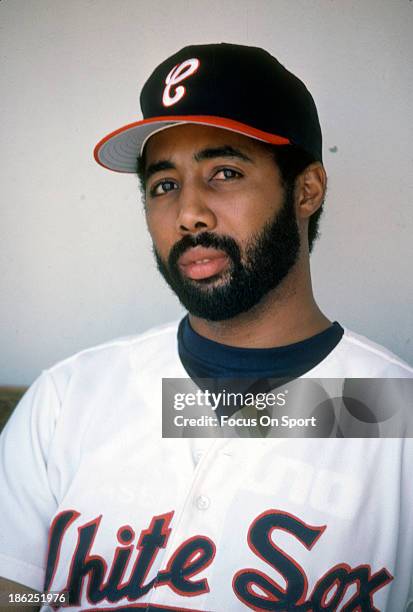 Harold Baines of the Chicago White Sox looks on from the dugout during an Major League Baseball game circa 1988 at Comiskey Park in Chicago,...