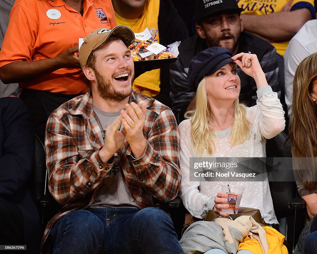 Celebrities At The Los Angeles Lakers Game