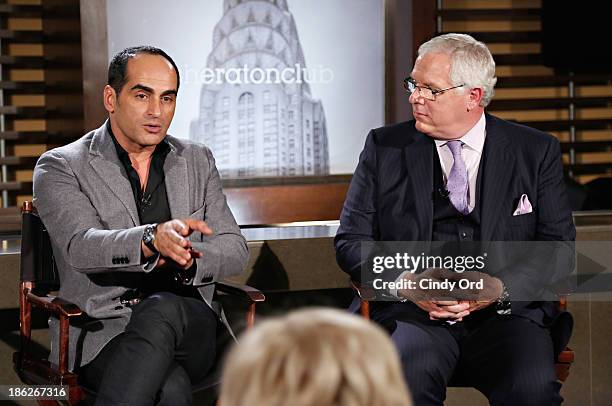 Actor Navid Negahban and journalist John Miller participate in the Secrets of Homeland, a panel discussion of the SHOWTIME hit series "Homeland" at...