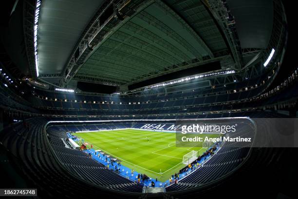 General view inside the stadium prior to the LaLiga EA Sports match between Real Madrid CF and Villarreal CF at Estadio Santiago Bernabeu on December...