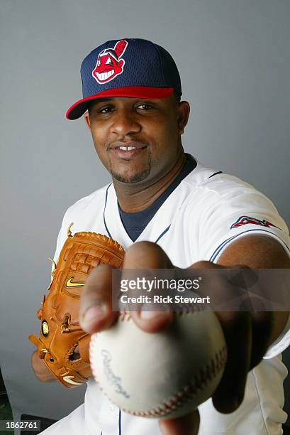 Sabathia of the Cleveland Indians poses for a portrait during the Indians' media day on February 26, 2003 at Chain of Lakes Park in Winter Haven,...