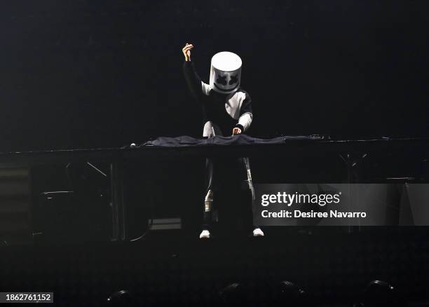 Marshmello performs onstage during iHeartRadio Y100's Jingle Ball 2023 at Amerant Bank Arena on December 16, 2023 in Sunrise, Florida.