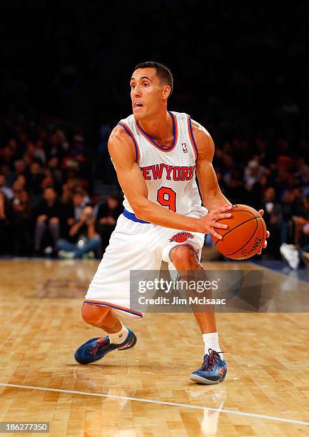 Pablo Prigioni of the New York Knicks in action against the Charlotte Bobcats during a pre-season game at Madison Square Garden on October 25, 2013...