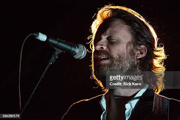 Musician/vocalist Joshua Tillman aka Father John Misty performs in concert at Emo's on October 29, 2013 in Austin, Texas.