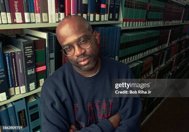 Simpson Prosecutor Christopher Darden inside the Law library at South-Western University, School of Law, March 19, 1996 in Los Angeles, California.