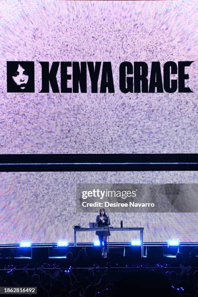 Kenya Grace performs onstage during iHeartRadio Y100's Jingle Ball 2023 at Amerant Bank Arena on December 16, 2023 in Sunrise, Florida.