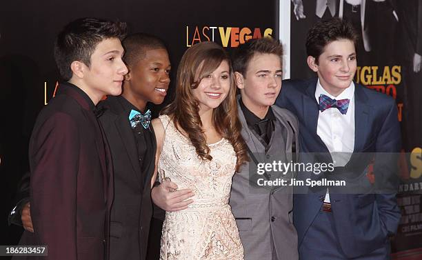 Fattori, Aaron Bantum, Olivia Stuck, Noah Harden and Phillip Wampler attend the "Last Vegas" premiere at the Ziegfeld Theater on October 29, 2013 in...