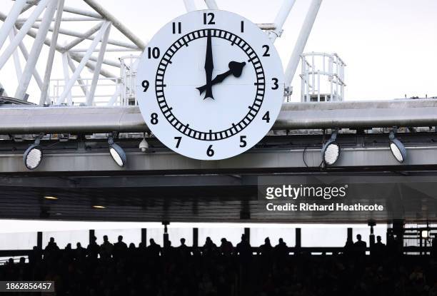 View of the clock end during the Premier League match between Arsenal FC and Brighton & Hove Albion at Emirates Stadium on December 17, 2023 in...