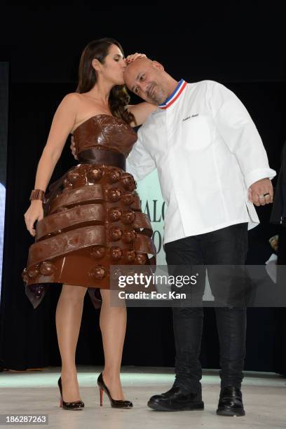 Elisa Tovati and Frederic Anton attend the Salon Du Chocolat 2014 - Fashion Chocolate Show at Parc des Expositions Porte de Versailles on October 29,...