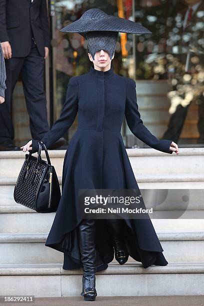 Lady Gaga seen leaving her hotel on October 30, 2013 in London, England.
