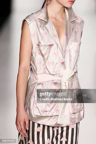 Model walks the runway at the Atelier Galetsky show during Mercedes-Benz Fashion Week Russia S/S 2014 on October 30, 2013 in Moscow, Russia.