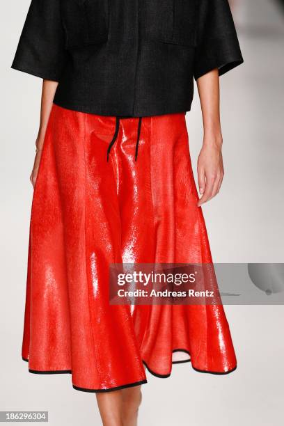 Model walks the runway at the Atelier Galetsky show during Mercedes-Benz Fashion Week Russia S/S 2014 on October 30, 2013 in Moscow, Russia.