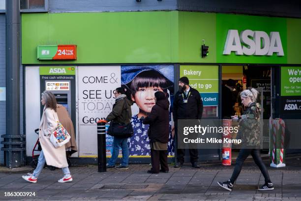 Exterior of Asda store in Kings Heath on 19th December 2023 in Birmingham, United Kingdom. Asda Stores Ltd. Is a British supermarket retailer,...