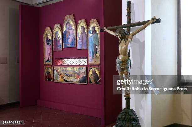 General view of the exhibition "The Ambrogio Lorenzetti Crucifix Come Back" about the Italian Renaissence artist Ambrogio Lorenzetti masterpiece "The...