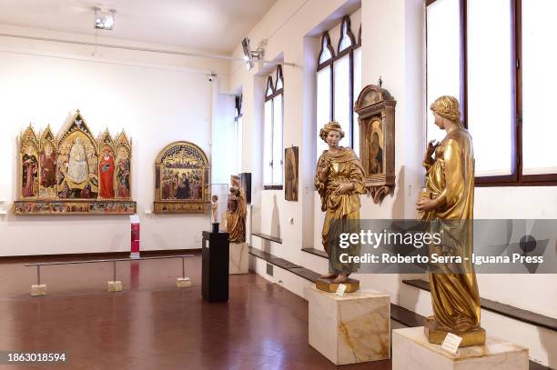 General view of the permanent collection of the Pinacoteca Nazionale od Siena site of the exhibition "The Ambrogio Lorenzetti Crucifix Come Back" at...