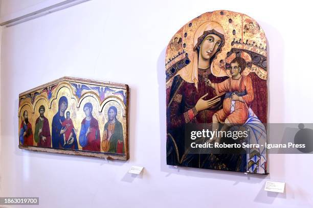General view of the permanent collection of the Pinacoteca Nazionale od Siena site of the exhibition "The Ambrogio Lorenzetti Crucifix Come Back" at...