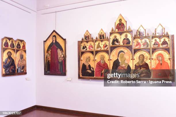 General view of the permanent collection of the Pinacoteca Nazionale od Siena site of the exhibition "The Ambrogio Lorenzetti Crucifix Come Back" at...