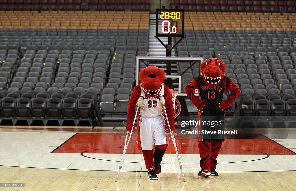 TORONTO, ON- OCTOBER 29 - The Toronto Raptors mascot, The Raptor ...