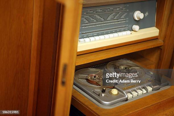 Reel-to-reel tape recorder is displayed at the Stasi , or East German Secret Police Museum, on October 30, 2013 in Berlin, Germany. German officials...