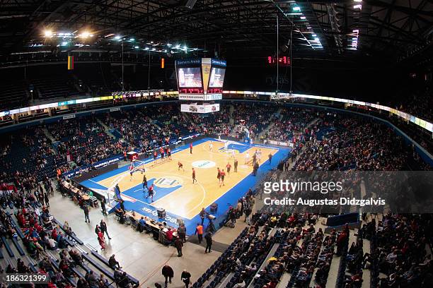 Panoramic view of Siemens Arena before the tipoff during the 2013-2014 Turkish Airlines Euroleague Regular Season Date 3 game between Lietuvos Rytas...