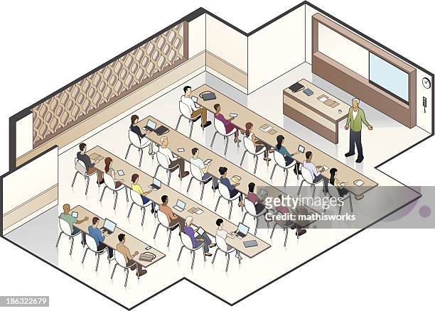 university classroom - lecture hall stock illustrations