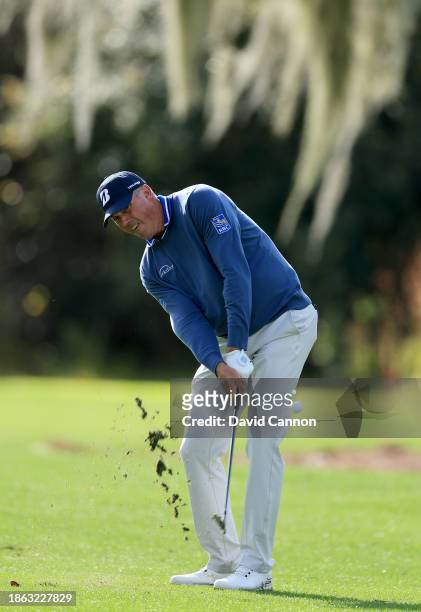 Matt Kuchar of The United States plays his second shot on the ninth hole during the final round of the PNC Championship at The Ritz-Carlton Golf Club...