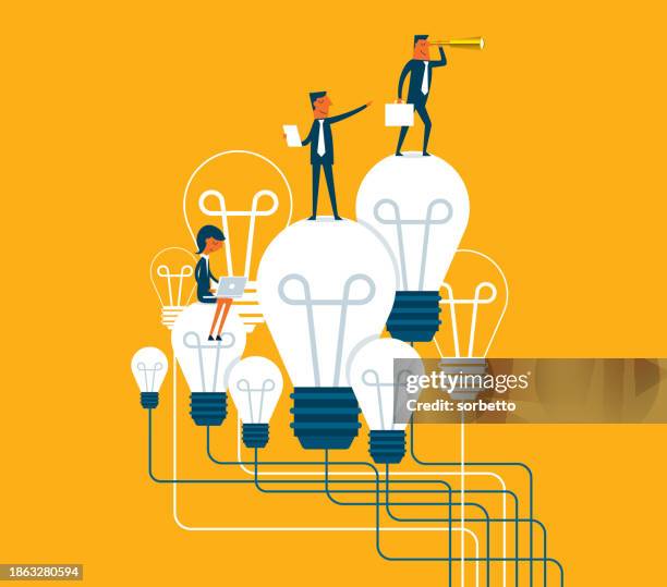 searching for opportunities - changing lightbulb stock illustrations