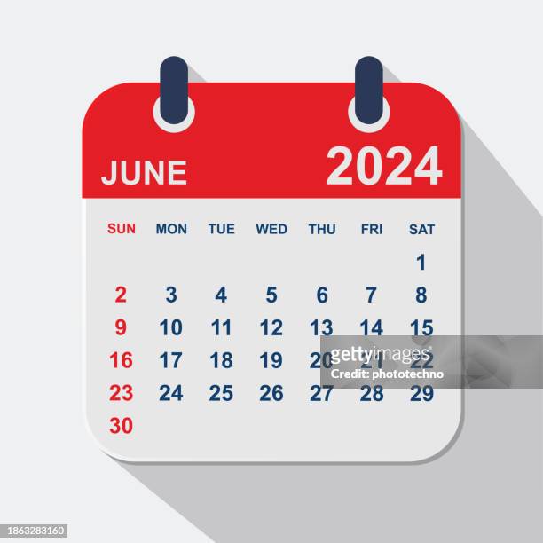 june 2024 calendar. calendar planner design template. week starts on sunday. business vector illustration - june stock illustrations
