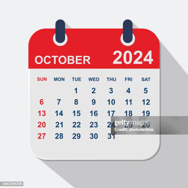 october 2024 calendar. calendar planner design template. week starts on sunday. business vector illustration - october calendar stock illustrations