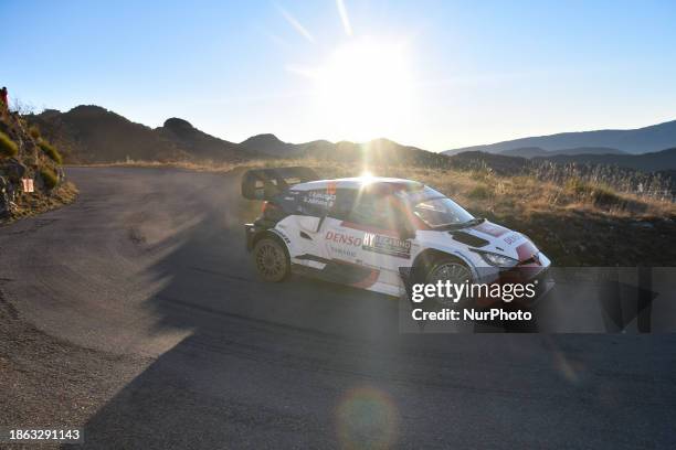 Drivers Takamoto Katsuta from Japan and Aaron Johnston from Ireland of Team Toyota Gazoo Racing WRT are competing in their Toyota GR Yaris Rally1...