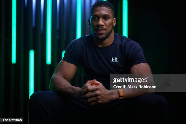 Anthony Joshua during a portrait session after his workout ahead of his fight at the weekend on December 20, 2023 in Riyadh, Saudi Arabia.
