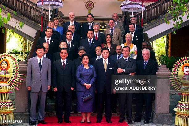 Foreign Ministers from Asia and Europe countries hold a family photograph after official opening ceremony by Indonesian President Megawati...