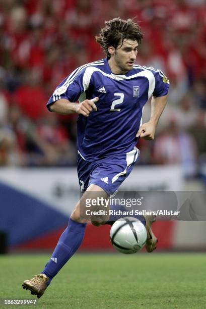 July 1: Giourkas Seitaridis of Greece on the ball during the UEFA Euro 2004 Semi-final match between Greece and Czech Republic at Drago Stadium on...