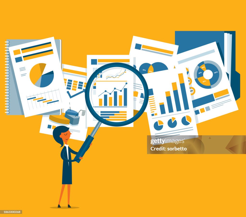 Document Analysis Businesswoman High-Res Vector Graphic - Getty Images