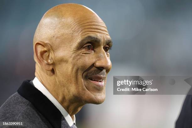 Tony Dungy looks on before the game between the Jacksonville Jaguars and the Baltimore Ravens at EverBank Stadium on December 17, 2023 in...