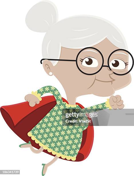 superheld oma - großmutter stock-grafiken, -clipart, -cartoons und -symbole