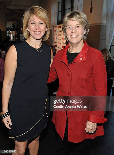 Founder and CEO of The Wrap, Sharon Waxman and Entertainment and Digital Media President of Microsoft, Nancy Tellem attend TheWrap's Women's...