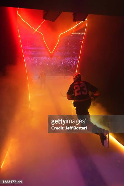 Alec Martinez of the Vegas Golden Knights takes the ice prior to a game against the Ottawa Senators at T-Mobile Arena on December 17, 2023 in Las...