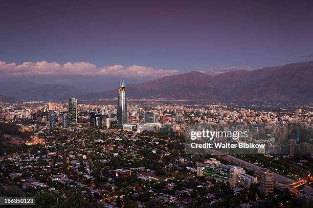 chile, santiago, city view - san cristóbal hill chile stock pictures, royalty-free photos & images