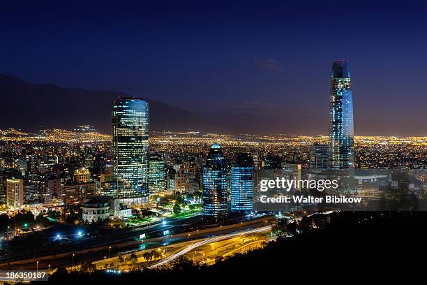 chile, santiago, city view - san cristóbal hill chile stock pictures, royalty-free photos & images