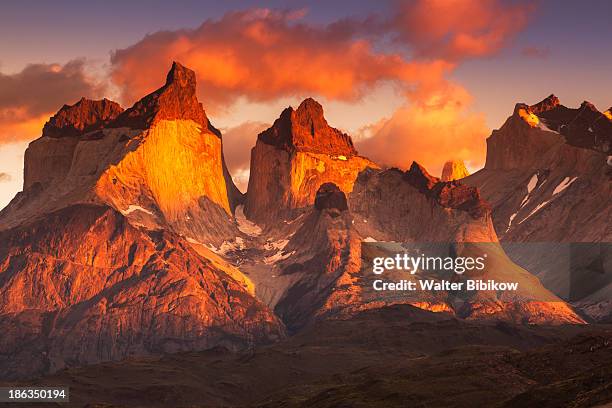 chile, torres del paine national park, landscape - torres del paine national park imagens e fotografias de stock