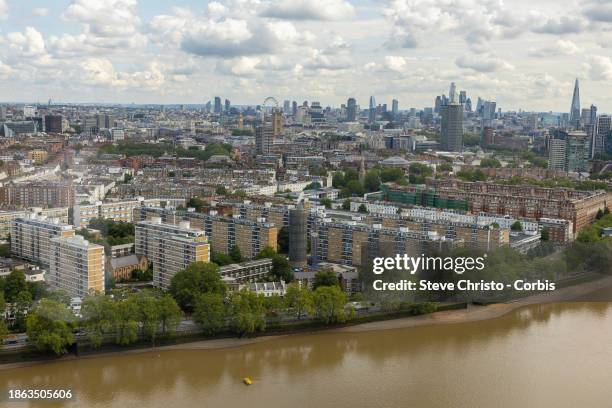 Part of the views from lift 109 on the north west chimney of the Battersea Power Station is a decommissioned coal-fired power station which has been...