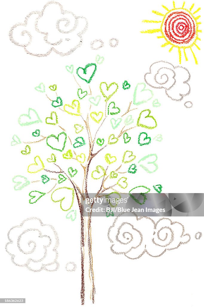 Creative tree with heart shaped leaves