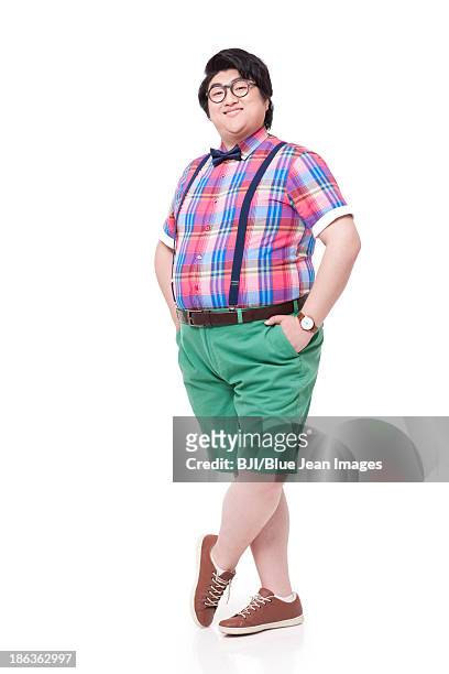 portrait of fashionable fat man - fat asian man stock pictures, royalty-free photos & images