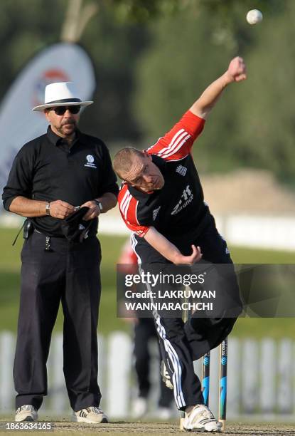 England disabled cricket captain James Williams field a ball during the T20 match between England Disaballity team and Pakistan Disaballity team at...